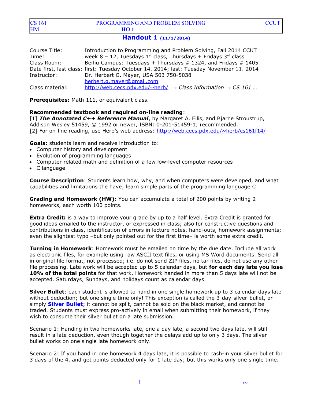 Handout 1, CS 133F Introduction to Fortran Programming