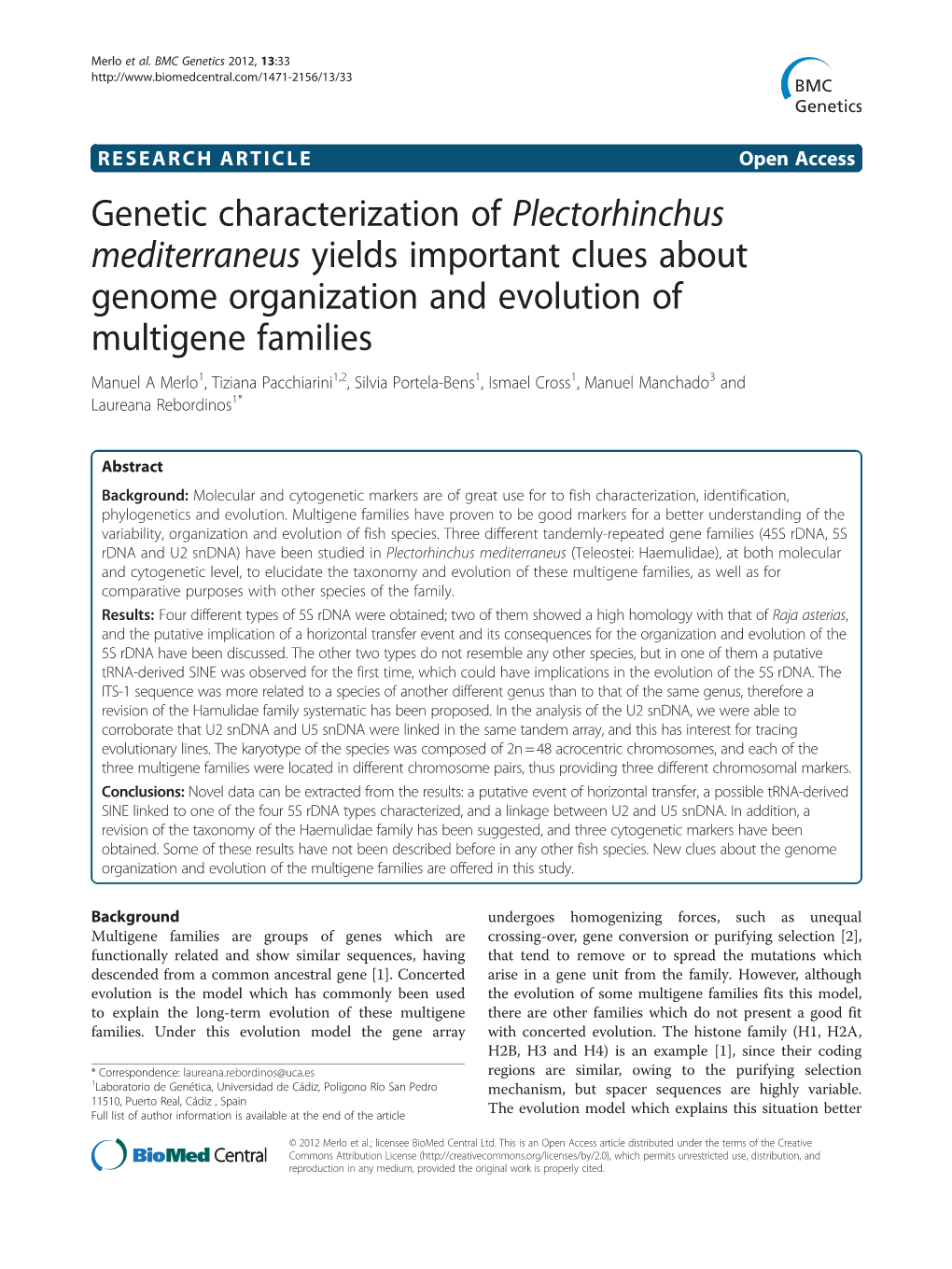 Genetic Characterization of Plectorhinchus Mediterraneus Yields Important Clues About Genome Organization and Evolution of Multi