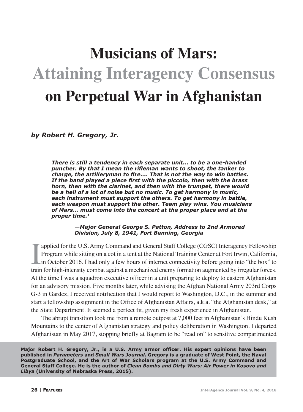 Attaining Interagency Consensus on Perpetual War in Afghanistan