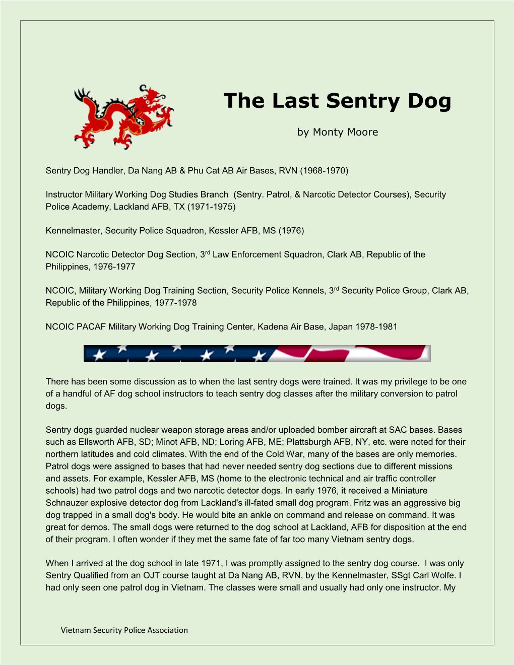 The Last Sentry Dog