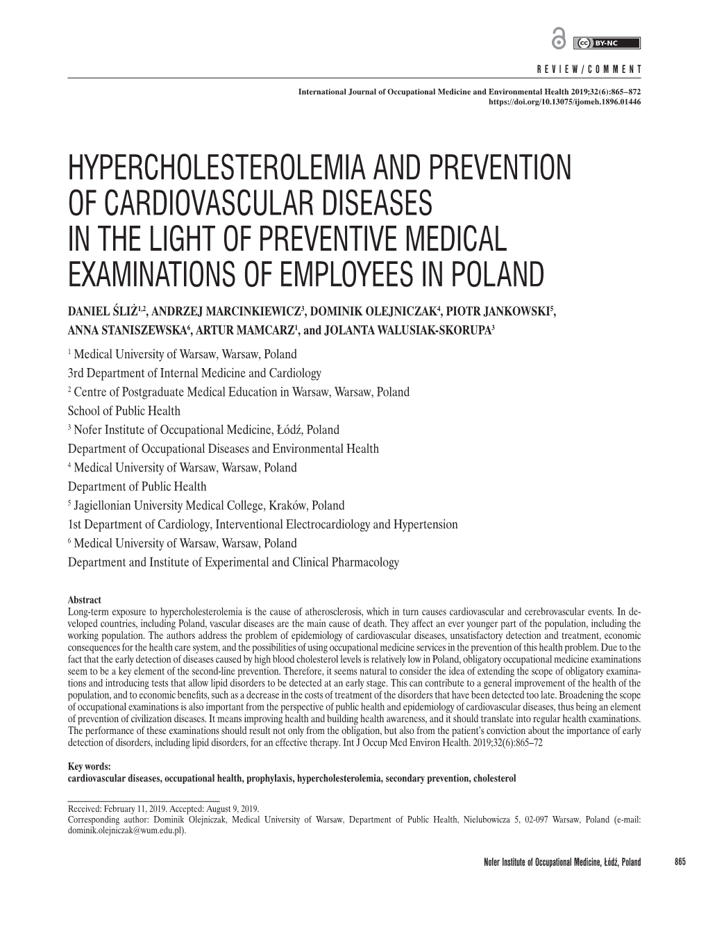 Hypercholesterolemia and Prevention Of