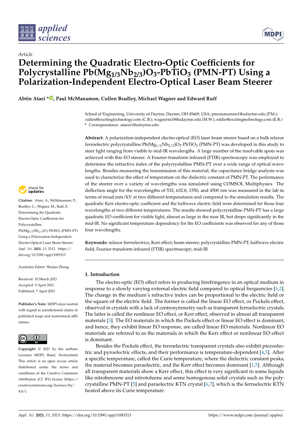 PMN-PT) Using a Polarization-Independent Electro-Optical Laser Beam Steerer