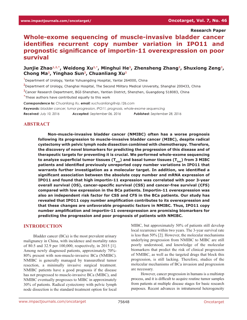 Whole-Exome Sequencing of Muscle-Invasive Bladder Cancer