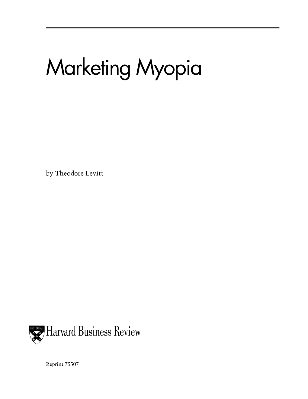 Marketing Myopia