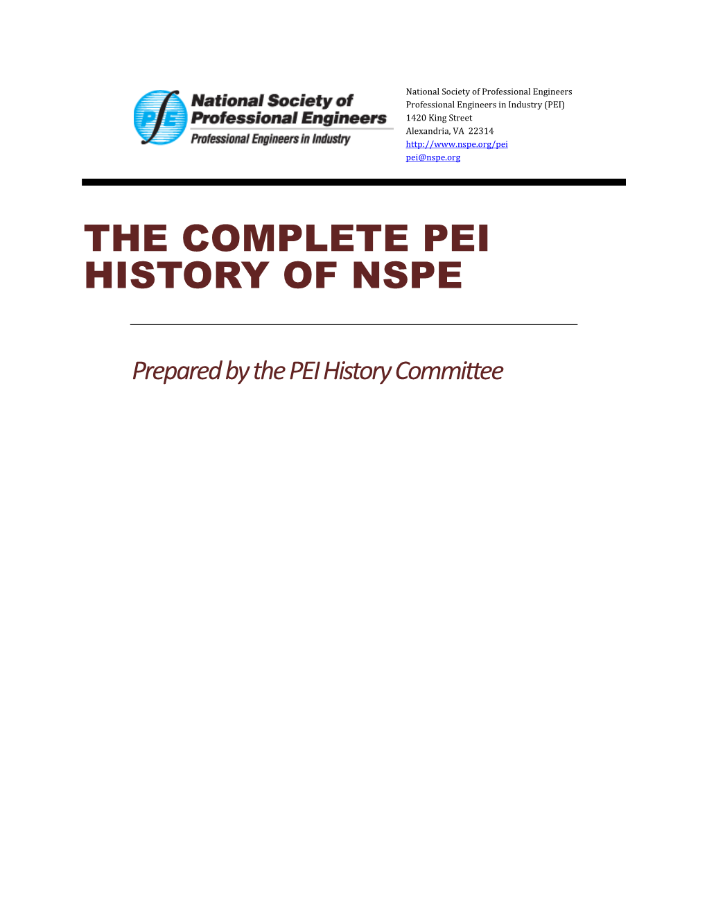 The Complete Pei History of Nspe