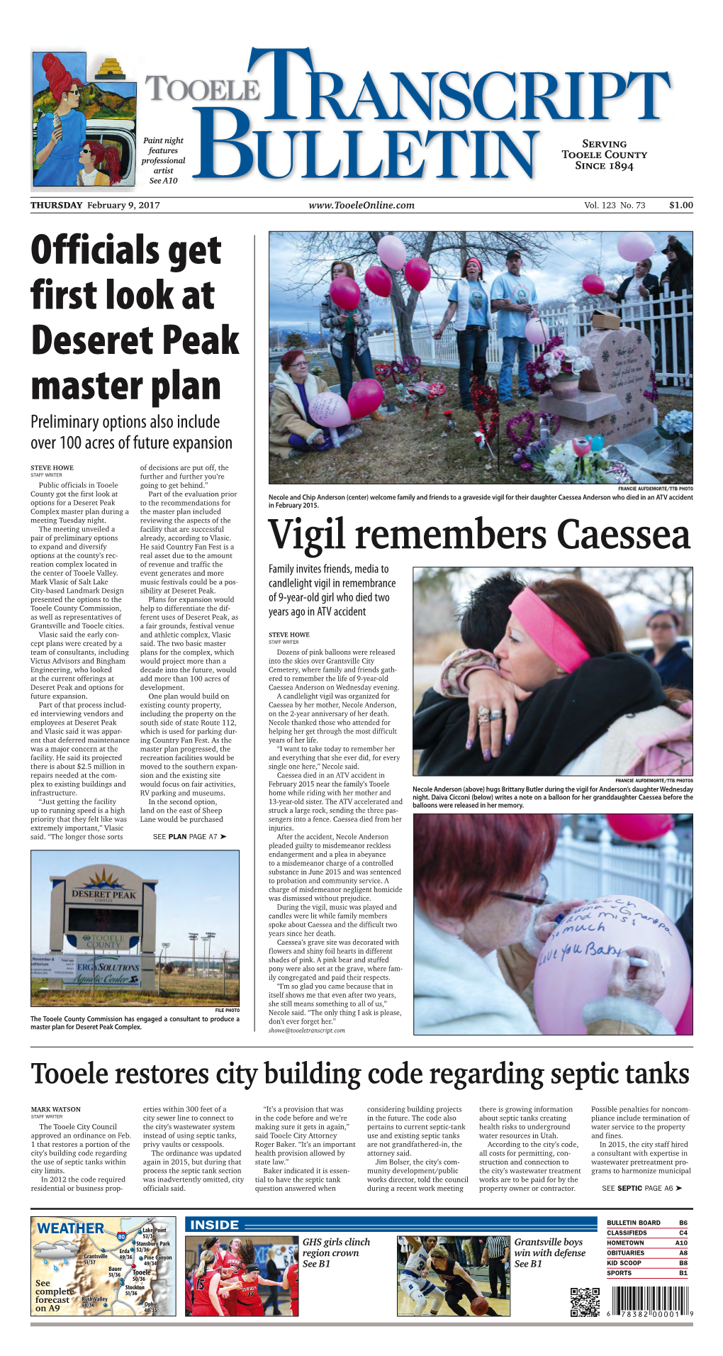 Vigil Remembers Caessea Officials Get First Look at Deseret Peak Master Plan