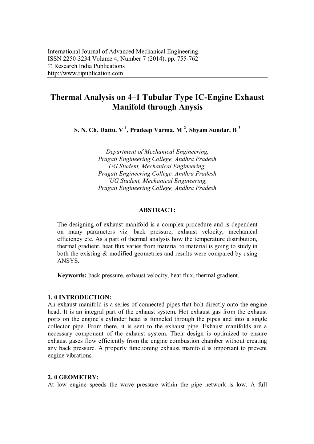 Thermal Analysis on 4–1 Tubular Type IC-Engine Exhaust Manifold Through Anysis