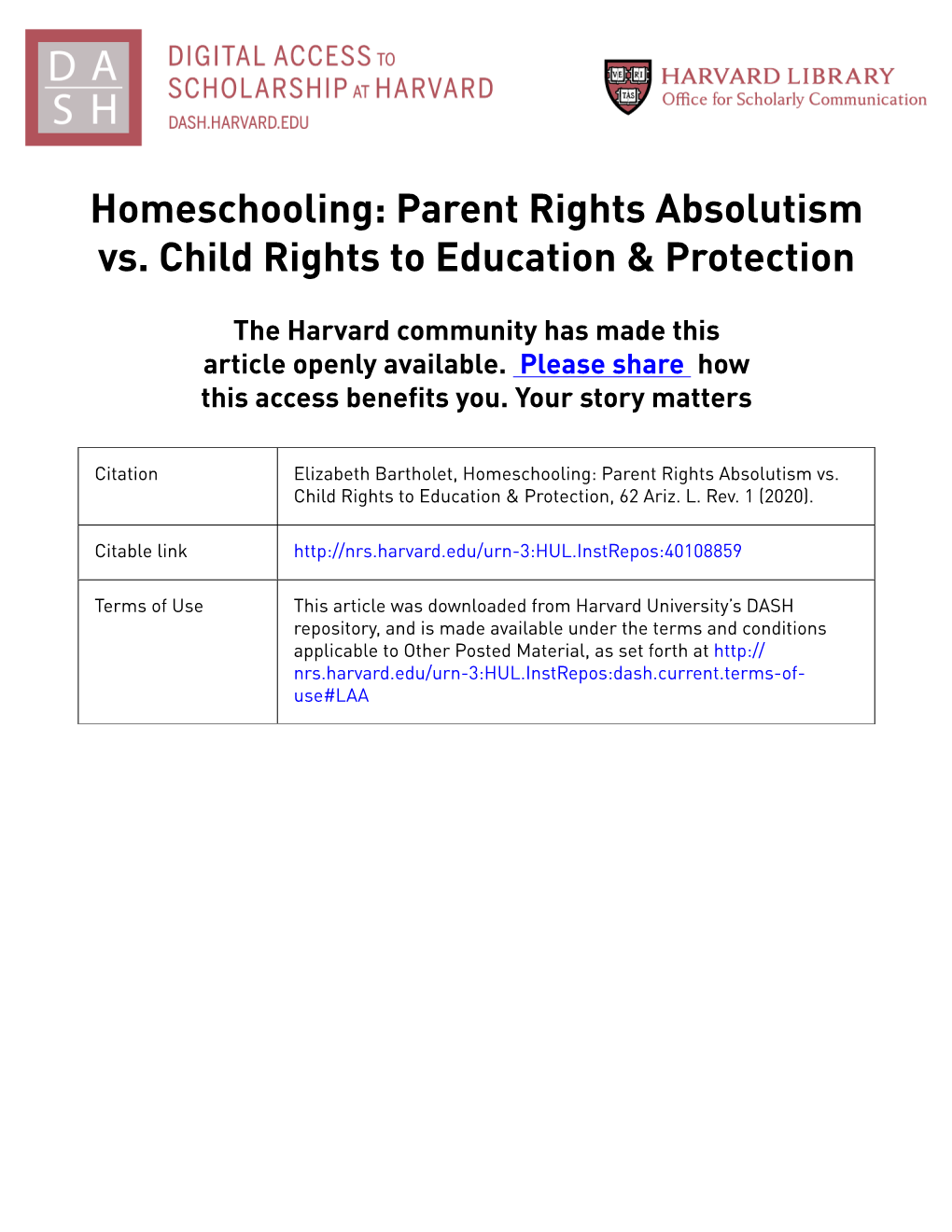 Parent Rights Absolutism Vs. Child Rights to Education & Protection