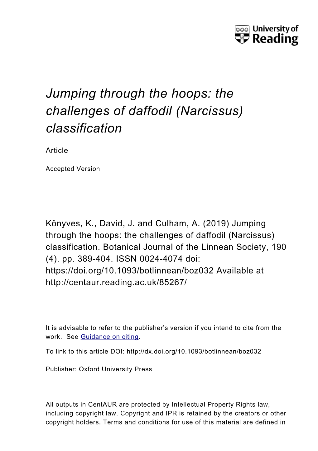 Jumping Through the Hoops: the Challenges of Daffodil (Narcissus) Classification