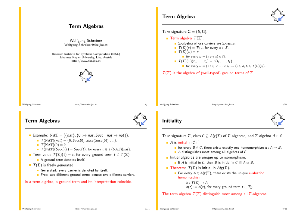 Term Algebras Term Algebra Term Algebras Initiality