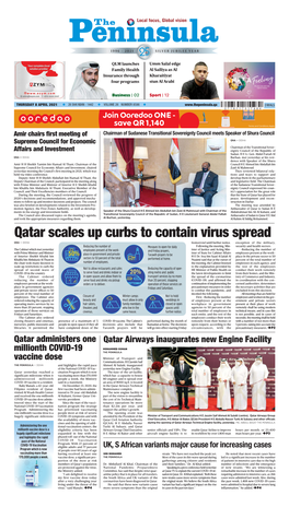 Qatar Scales up Curbs to Contain Virus Spread QNA — DOHA (Tomorrow) Until Further Notice
