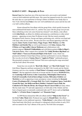 KARAN CASEY – Biography & Press