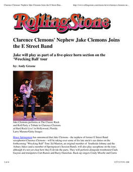 Clarence Clemons' Nephew Jake Clemons Joins the E Street Band