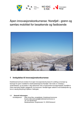 Norefjell - Grønn Og Sømløs Mobilitet for Besøkende Og Fastboende