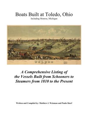 Boats Built at Toledo, Ohio Including Monroe, Michigan