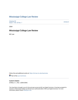Mississippi College Law Review