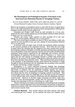 The Physiological and Pathological Sequelae of Paralysis of the Intercostal and Abdominal Muscles in Tetraplegic Patients