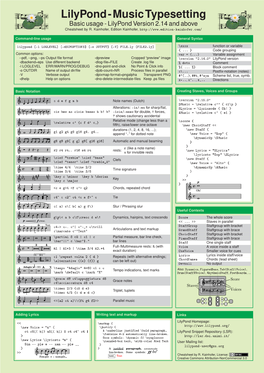 Lilypond Cheatsheet