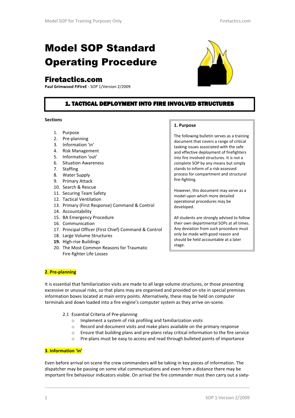 Model Sop Standard Operating Procedure Docslib