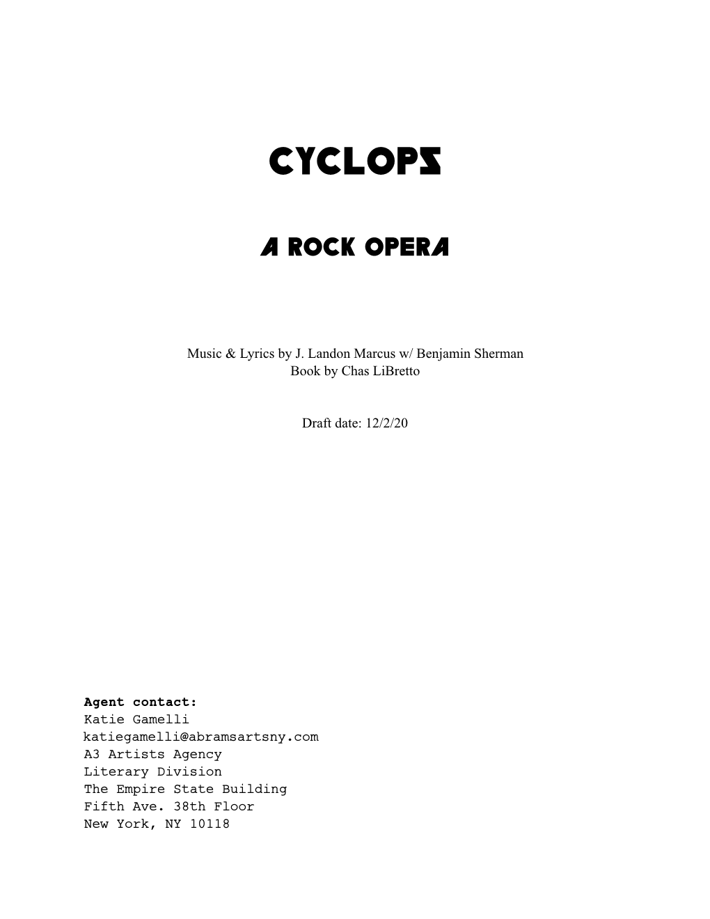 Cyclops a Rock Opera