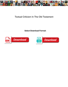 Textual Criticism in the Old Testament