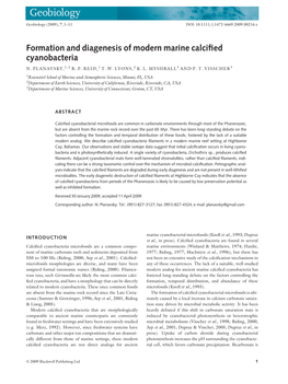 Formation and Diagenesis of Modern Marine Calcified Cyanobacteria