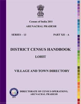 District Census Hanbook Lohit Village and Town Directory