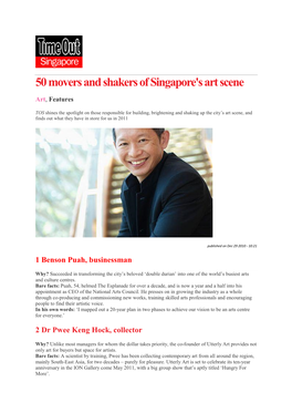 50 Movers and Shakers of Singapore's Art Scene