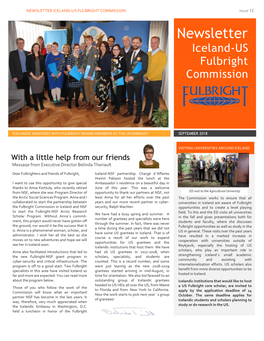 NEWSLETTER ICELAND-US FULBRIGHT COMMISSION Issue 12