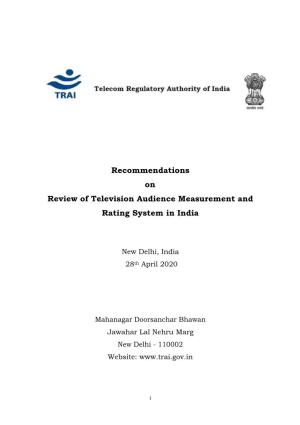 Recommendations on Review of Television Audience Measurement and Rating System in India