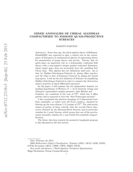 Mixed Anomalies of Chiral Algebras Compactified to Smooth Quasi