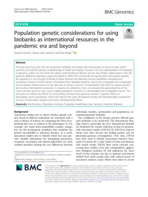 Population Genetic Considerations for Using Biobanks As International