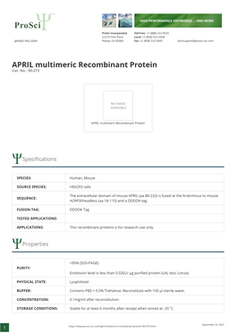 APRIL Multimeric Recombinant Protein Cat