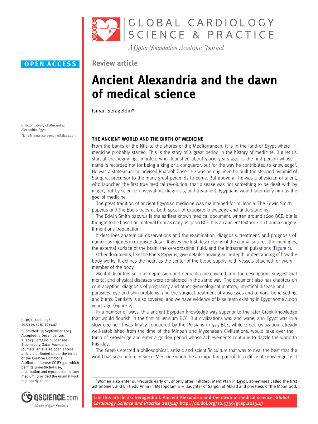Ancient Alexandria and the Dawn of Medical Science