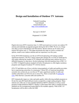 Designing and Installing Outdoor TV Antenna