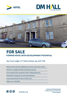 For Sale Former Hotel with Development Potential