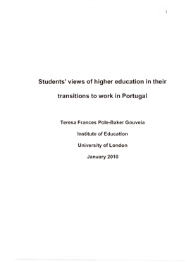 Students' Views of Higher Education in Their Transitions to Work in Portugal