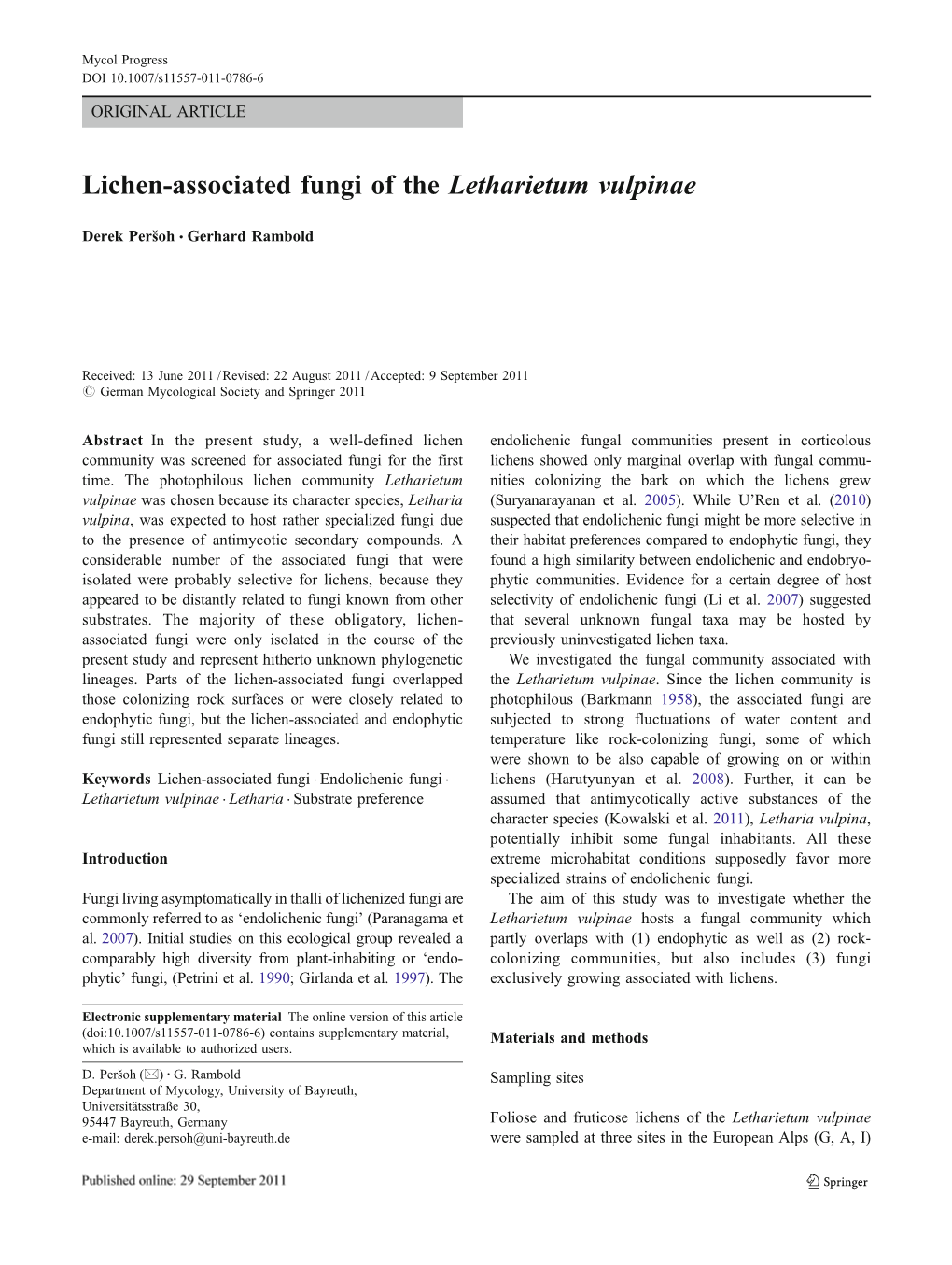 Lichen-Associated Fungi of the Letharietum Vulpinae