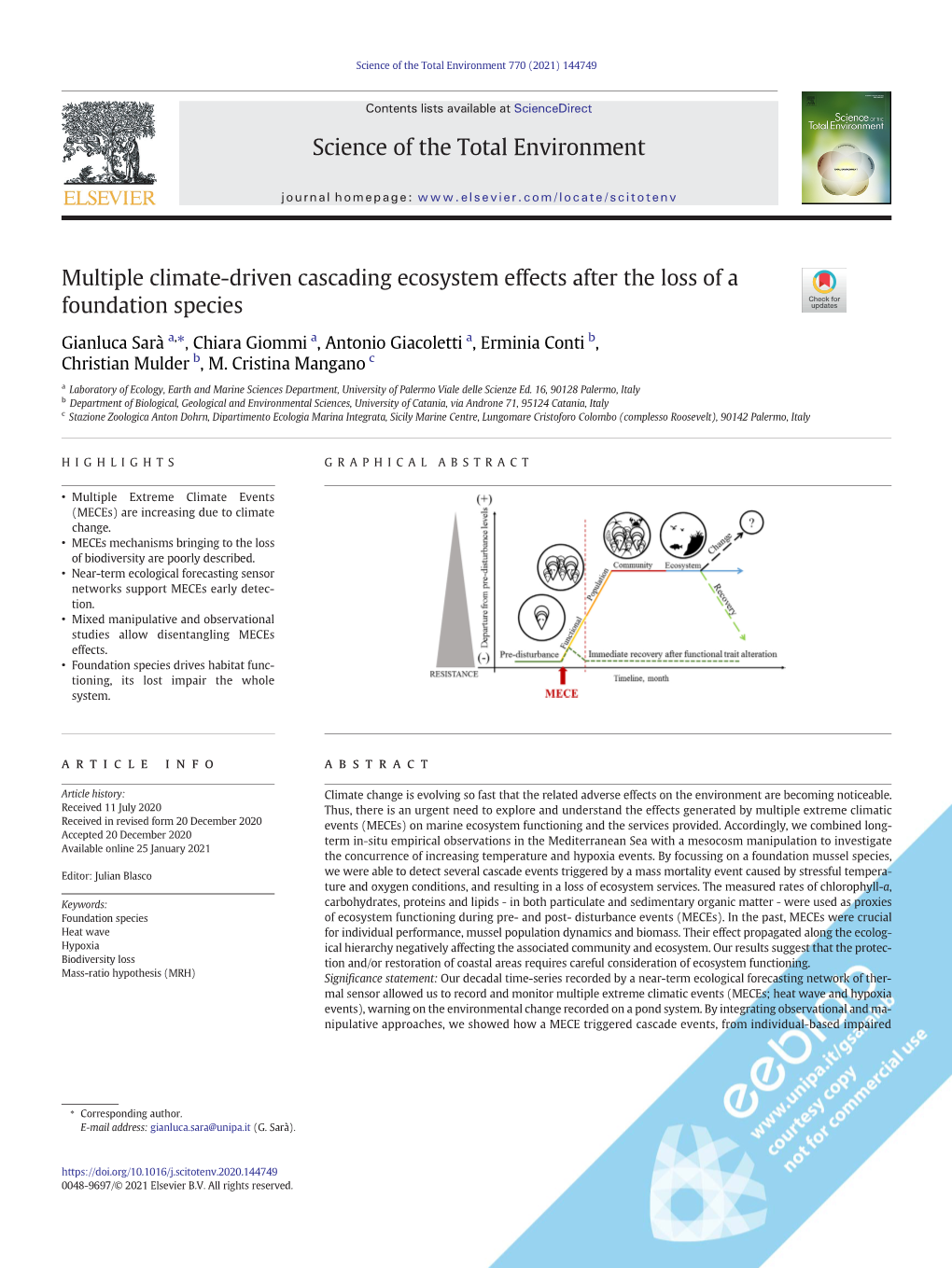 Multiple Climate-Driven Cascading Ecosystem Effects After the Loss of a Foundation Species