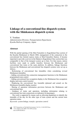 Linkage of a Conventional Line Dispatch System with the Shinkansen Dispatch System