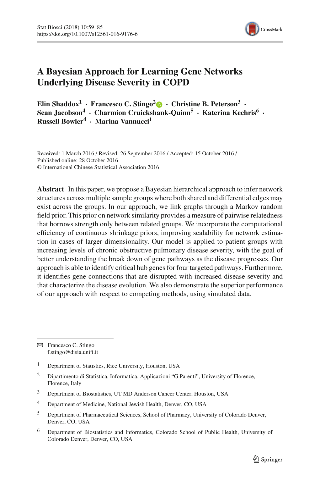 A Bayesian Approach for Learning Gene Networks Underlying Disease Severity in COPD