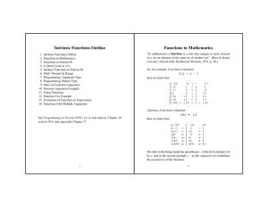 Intrinsic Functions Outline Functions in Mathematics 1