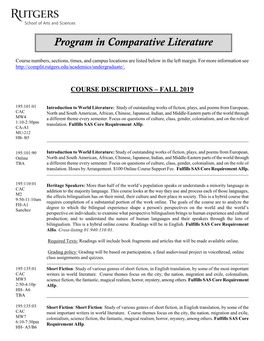 Program in Comparative Literature