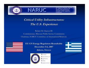 Critical Utility Infrastructures: the U.S. Experience
