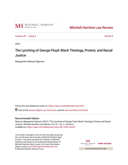 The Lynching of George Floyd: Black Theology, Protest, and Racial Justice