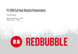 FY 2016 Full Year Results Presentation Presented By