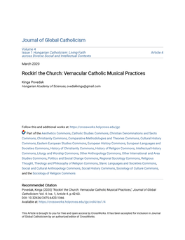 Rockin' the Church: Vernacular Catholic Musical Practices
