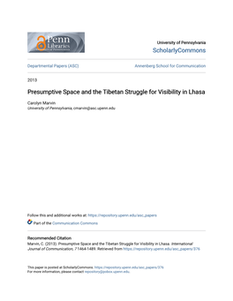 Presumptive Space and the Tibetan Struggle for Visibility in Lhasa