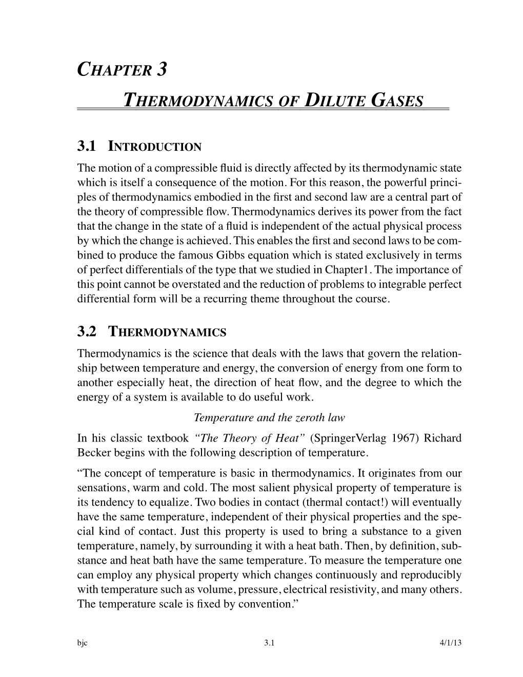 Chapter 3 Thermodynamics of Dilute Gases