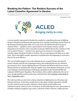 The Relative Success of the Latest Ceasefire Agreement in Ukraine